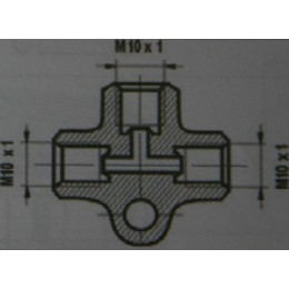 Trójnik przewodów hamulcowych sztywnych M10x1,stożki zewnętrzne,Żuk,Lublin,Lanos  -